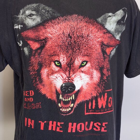 True Vintage 1998 NWO New World Order In the House Red Black Wolf XL Shirt - Picture 3 of 10